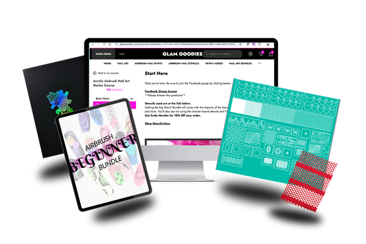 Airbrush Beginner Bundle & Stencil Pack Glam Goodies