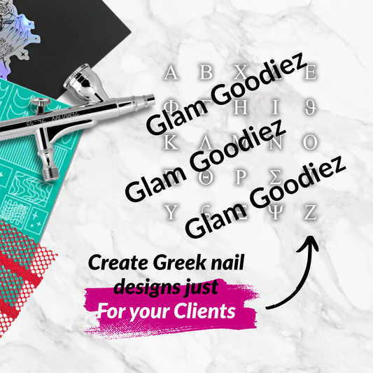 Greek Letter SVG Stencil Files for Nails | DIY Airbrush Stencils for Nail Techs (Cricut & Silhouette) Glam Goodies