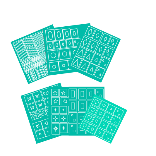 Airbrush Nail Art Stencil Collection – 7 Sheet Bundle (Stars, Hearts, Shapes, Butterflies & More) Glam Goodies