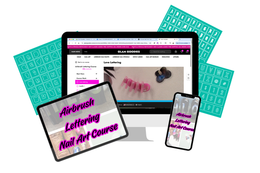 Airbrush Lettering Nail Art Course & Letter Stencils Glam Goodies