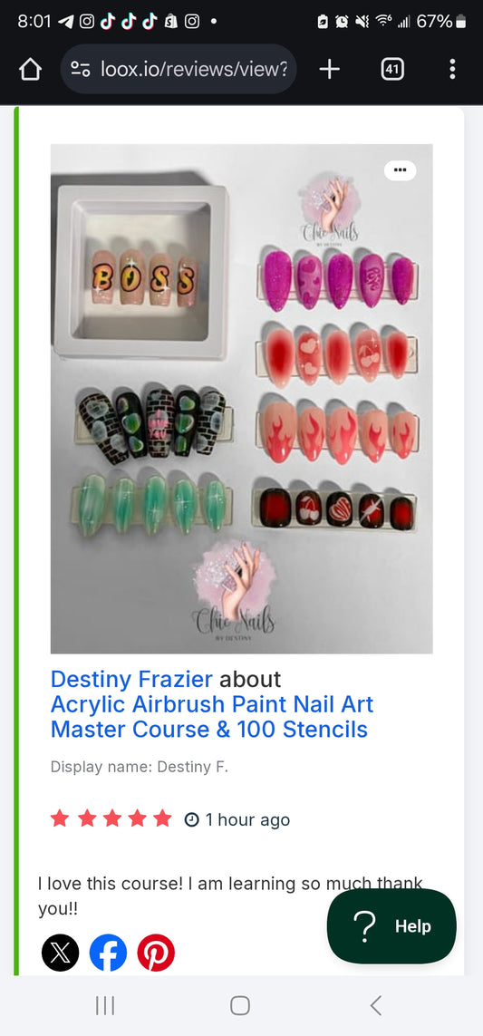 Acrylic Airbrush Paint Nail Art Master Course & 100 Stencils