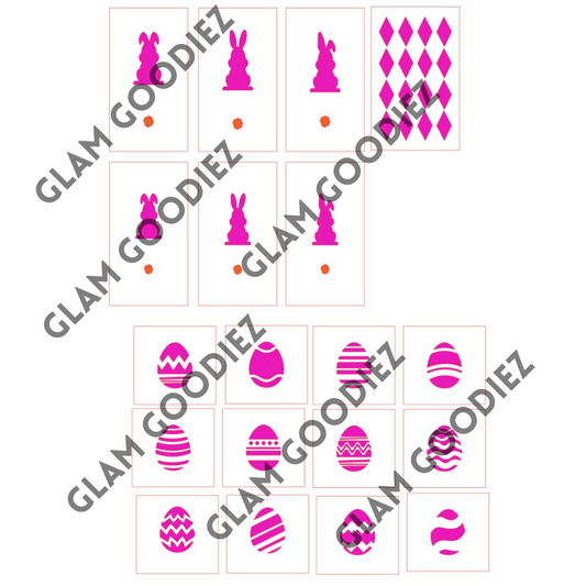 Airbrush Bunnies & Easter Eggs Nail Art Stencil Set – Perfect for Spring & Easter Nails Glam Goodies