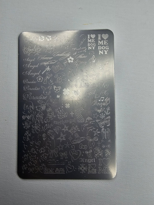 Cute Y2K Nail Stamping Plate – Kawaii Angels, Hearts, Teddy Bears & Butterfly Nail Art | ZJOY Ringo Mimosa PLUS-339 Glam Goodies