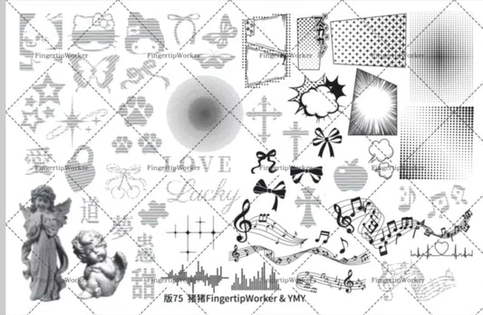Digital Aura & Distorted Cherub Stamping Plate – FingertipWorker & YMY Halftone Glitch Art Glam Goodies