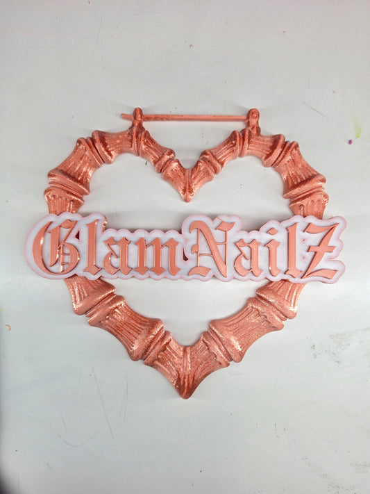Personalized Bamboo Hoop Earrings – Custom Name Text, 3D Printed Lightweight Hoops in Circle, Triangle & Heart Glam Goodies