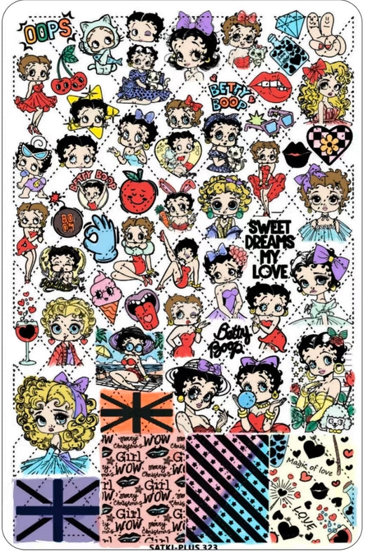 Betty Boop Retro Icon Stamping Plate – SATKI-PLUS 323 Pin-Up & Vintage Cartoon Nail Art Glam Goodies