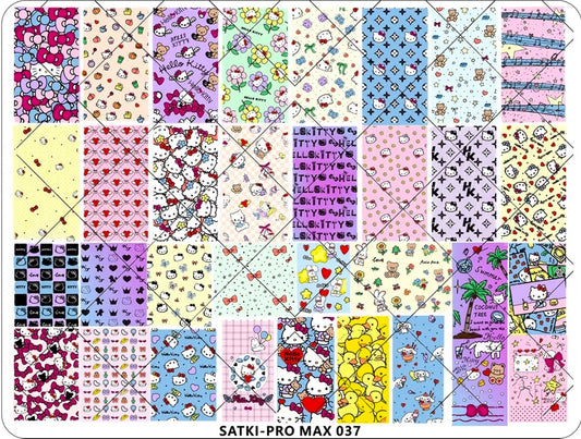 SATKI Hello Kitty Professional XXL Nail Art Stamping Plate – 7.5" x 6.6" Steel Plate with Multi-Pattern Character Designs, Typography & Textures Glam Goodies