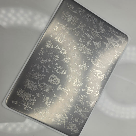 Gothic Celestial Stamping Plate – Cyber Sigilism & Ethereal Nail Art Glam Goodies