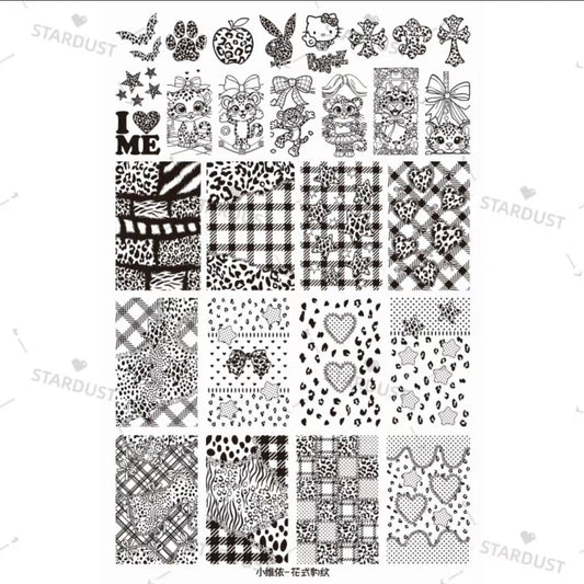 90s Nostalgia Leopard & Heart Stamping Plate – Retro Lisa Frank Inspired Nail Art Glam Goodies