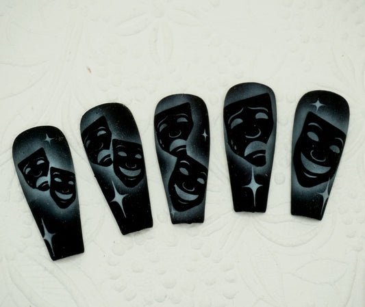 Smile Now, Cry Later Masks Stencil - Airbrush Nail Stencil Glam Goodies