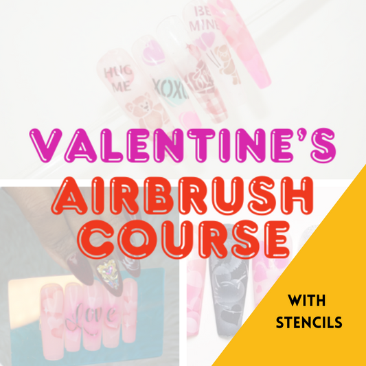 Airbrush Valentine's Nail Art Course & Stencil Bundle Glam Goodies