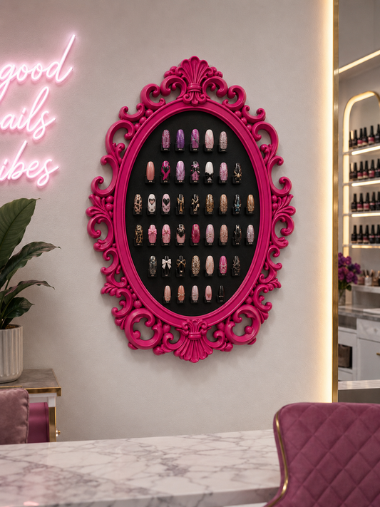 Luxury Scrollwork Oval Nail Art Display Frame — Digital STL File Glam Goodies