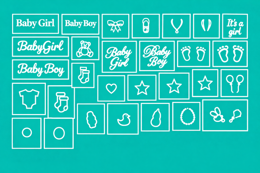 Baby Love Nail Art Stencil Pack – 29 Baby Shower & Gender Reveal Airbrush Nail Stencils Glam Goodies
