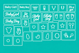Baby Love Nail Art Stencil Pack – 29 Baby Shower & Gender Reveal Airbrush Nail Stencils Glam Goodies