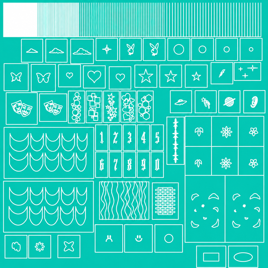 63-Piece Nail Airbrush Stencil Bundle Glam Goodies