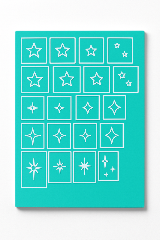 Airbrush Nail Art Stencils – Star Shapes Bundle (Reusable Set for Nail Techs) Glam Goodies