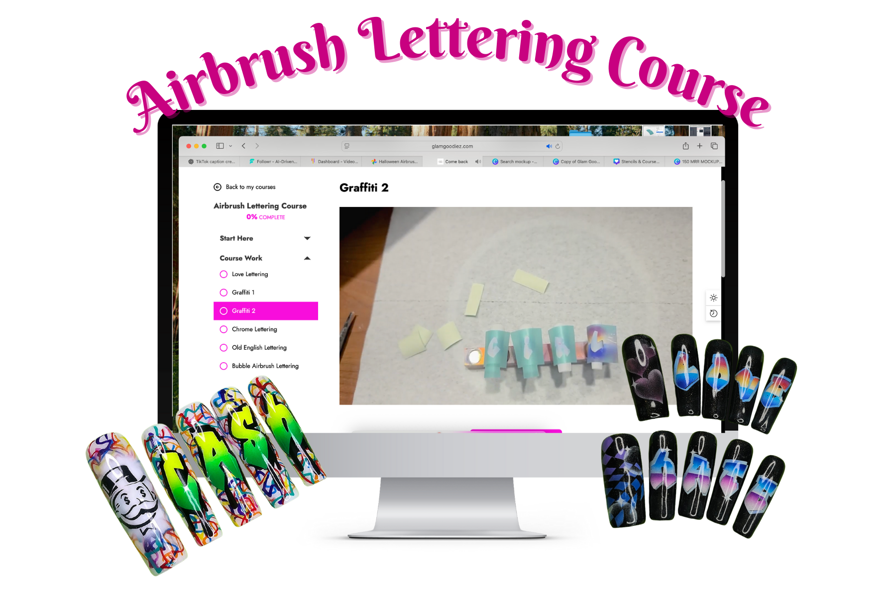 Airbrush Lettering Nail Art Course Glam Goodies