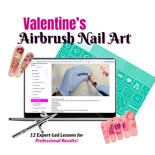 Airbrush Valentine's Nail Art Course & Stencil Bundle
