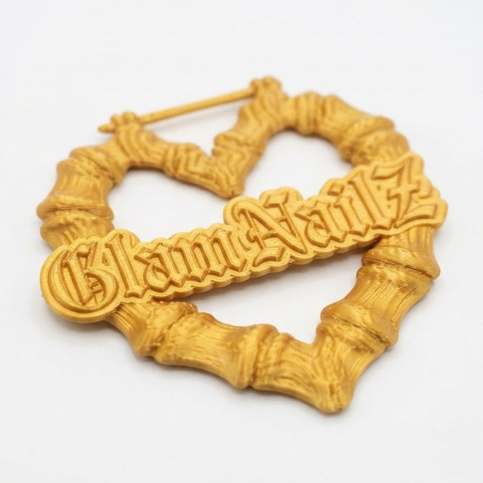 Personalized Bamboo Hoop Earrings – Custom Name Text, 3D Printed Lightweight Hoops in Circle, Triangle & Heart Glam Goodies
