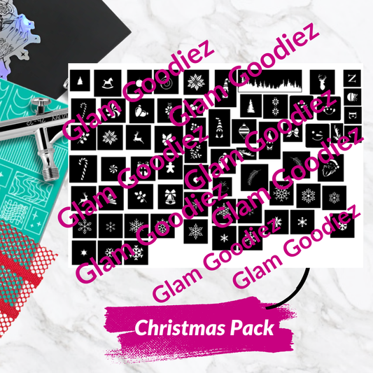 Christmas Nail Stencil SVG Bundle | Holiday Airbrush Nail Art Cut File for Cricut, Silhouette, Brother ScanNCut | Winter Vinyl Stencils Commercial Use Glam Goodies