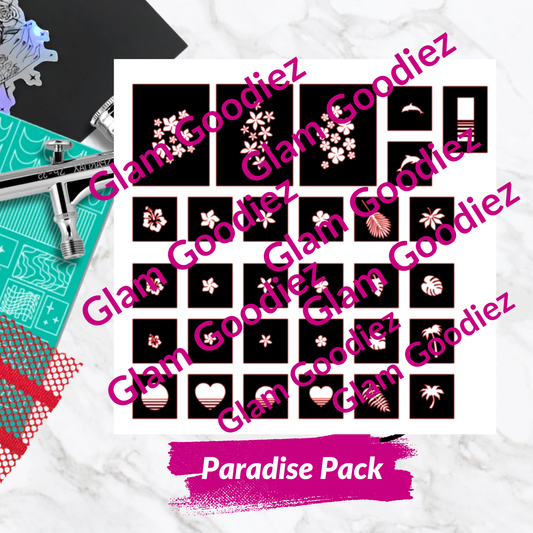 Paradise Pack Airbrush Stencil SVG Bundle - Tropical Nail Art Cut File (Commercial License) Glam Goodies