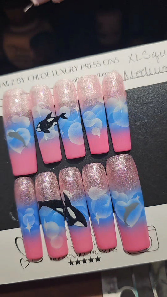 Orca Killer Whales Airbrush Nail Stencil Glam Goodies