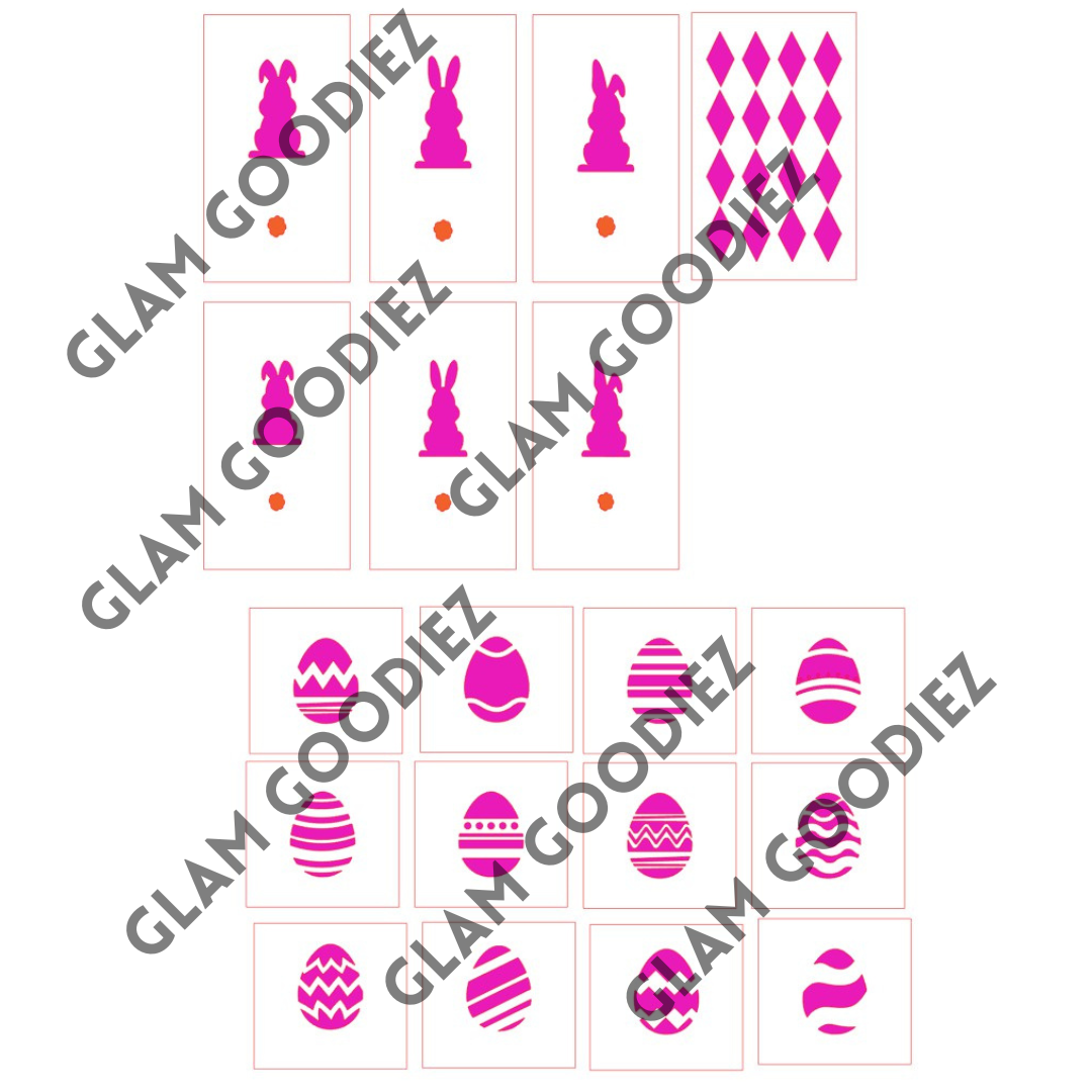 Airbrush Bunnies & Easter Eggs Nail Art Stencil Set – Perfect for Spring & Easter Nails Glam Goodies