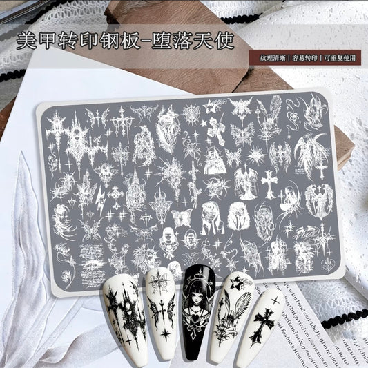 Gothic Celestial Stamping Plate – Cyber Sigilism & Ethereal Nail Art Glam Goodies