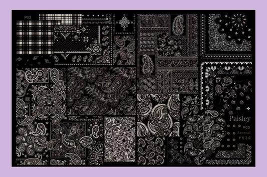 Externail "Paisley & Plaid" XL Stamping Plate – 4x6 Professional Bandana Print Plate Glam Goodies