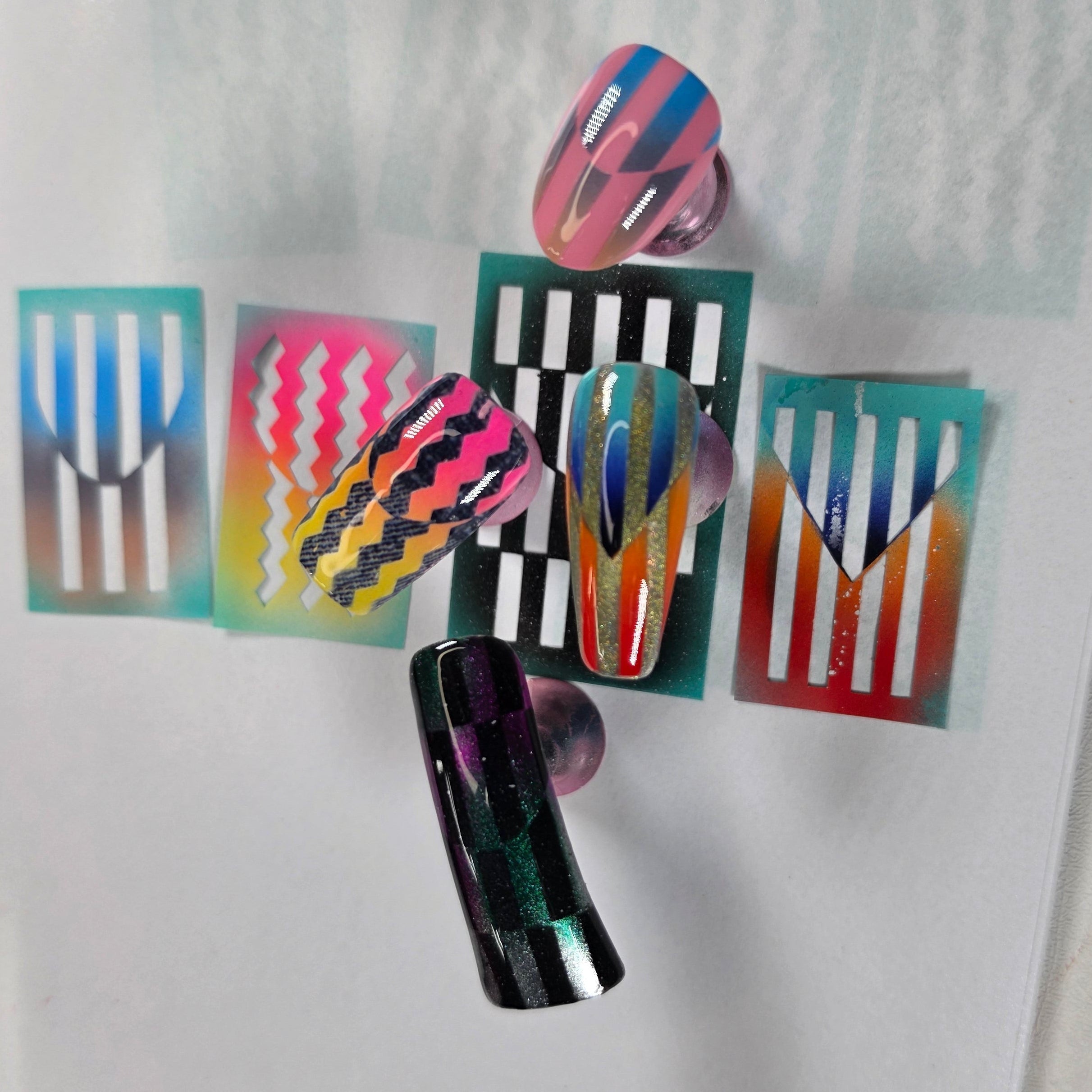 Unique Geometric French Tip Nail Art Stencils - Professional reusable stencil masking (4 Sheets, 40 designs) Glam Goodies