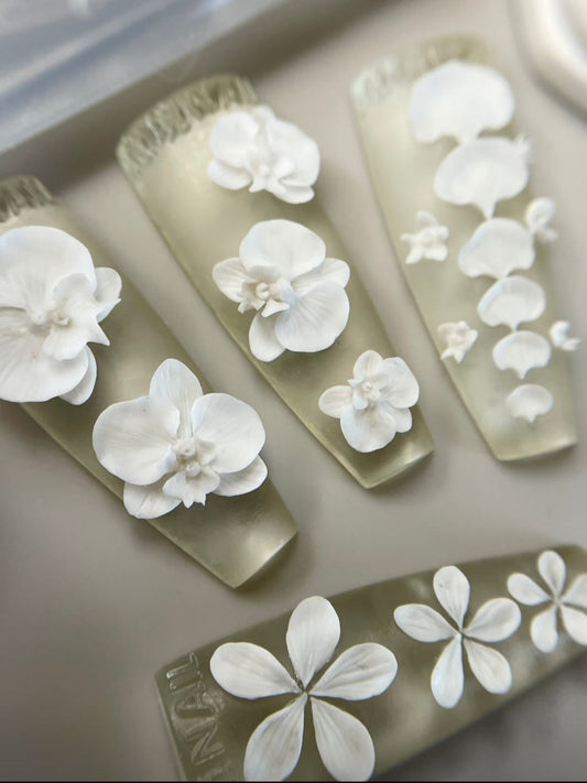 3D Realistic Orchid & Floral Overlay Mold – Full-Nail Botanical Silicone Texture Mold Glam Goodies