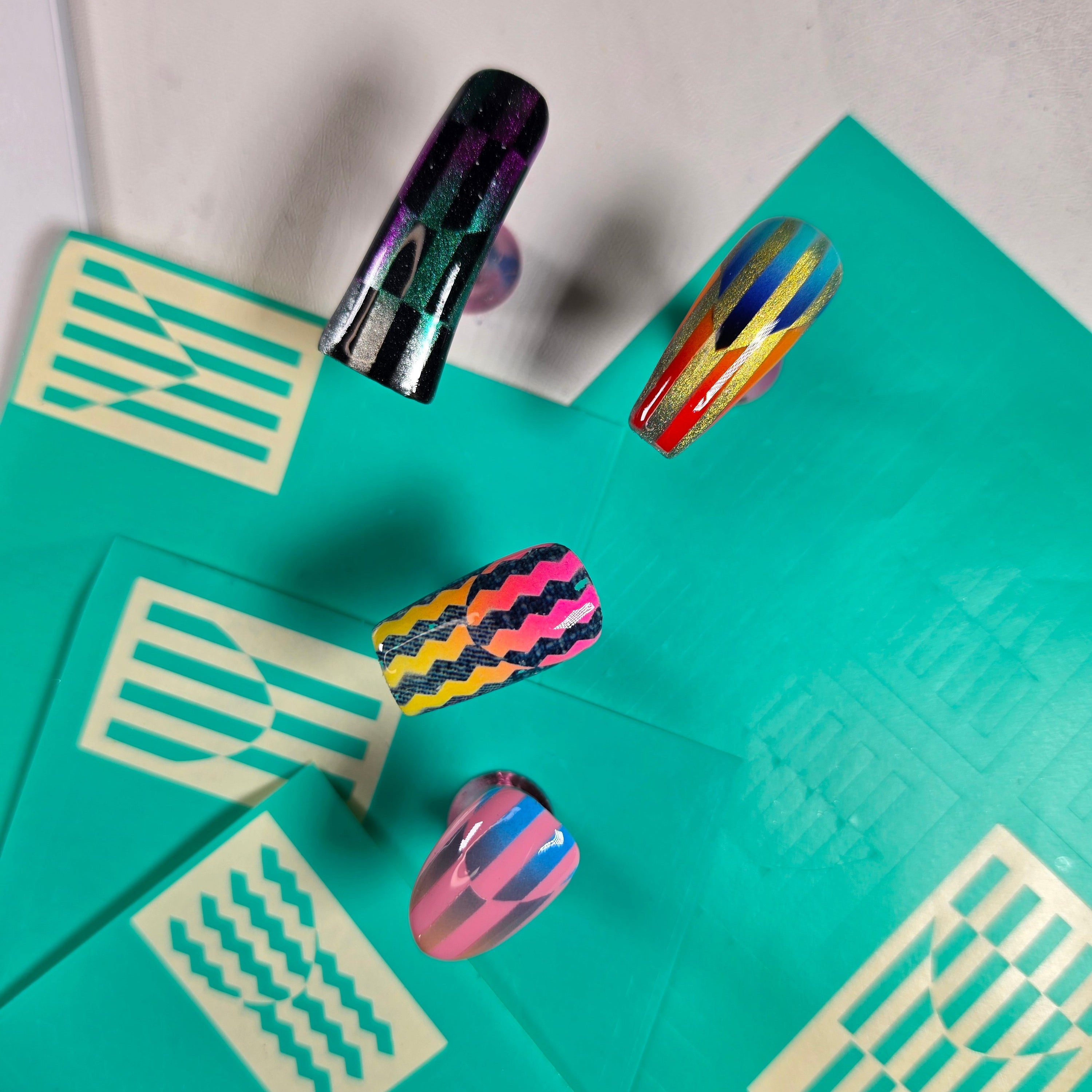 Unique Geometric French Tip Nail Art Stencils - Professional reusable stencil masking (4 Sheets, 40 designs) Glam Goodies