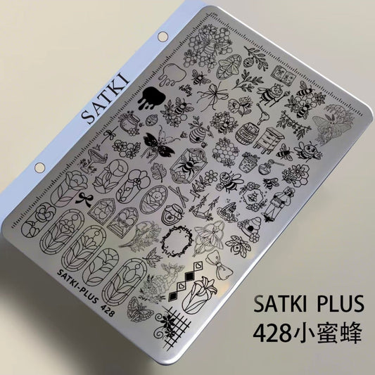 Honeybee & Stained Glass Stamping Plate – SATKI-PLUS 428 Floral Arch & Cottagecore Nail Art Glam Goodies