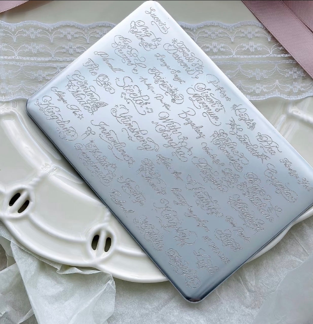 Diamond Sparkle Cursive Stamping Plate – Rhinestone Effect Luxury Lettering & Icons Glam Goodies