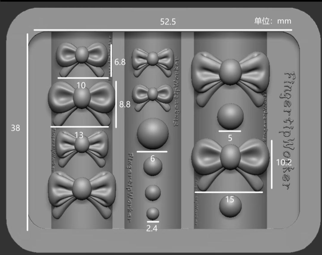 FingertipWorker 3D Bow & Pearl Silicone Mold – Multi-Size Custom Nail Charm Creator Glam Goodies