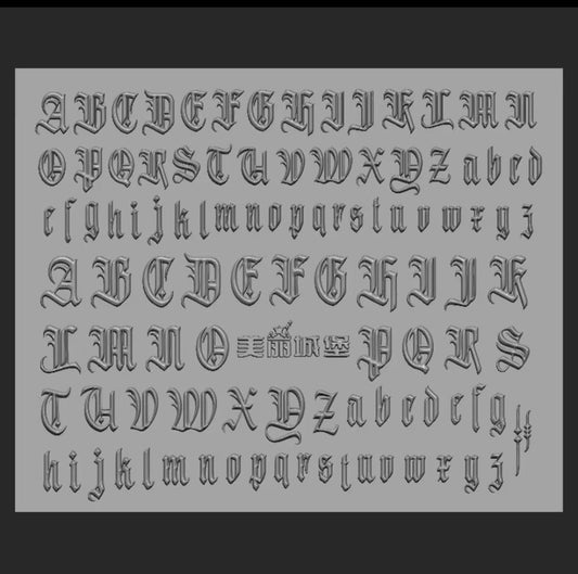 Old English 3D Alphabet Silicone Mold – Gothic Lettering & Initials Custom Nail Art Creator Glam Goodies