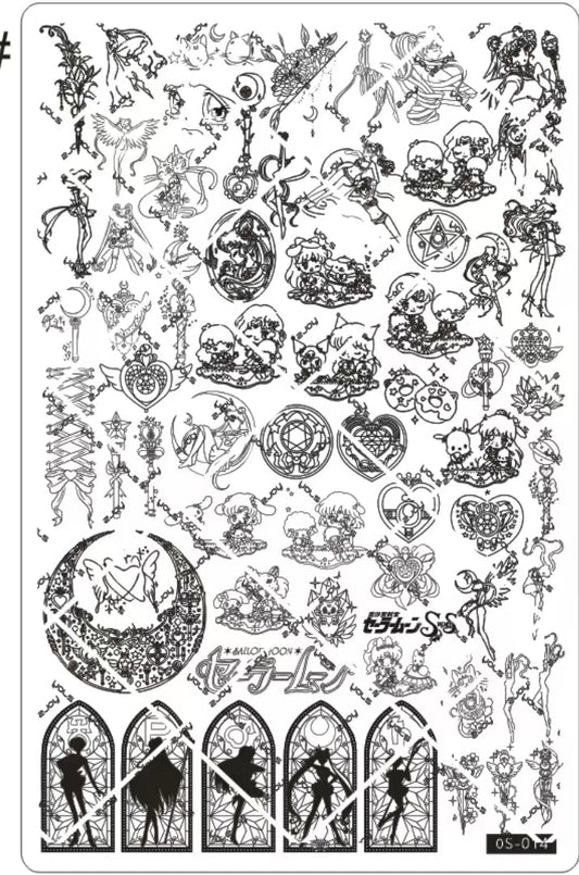 Magical Girl Sailor Moon Stamping Plate – OS-014 Ethereal Anime & Stained Glass Nail Art Glam Goodies
