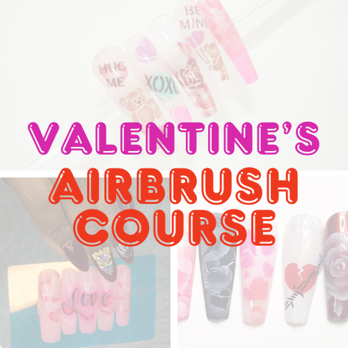 Airbrush Valentine's Nail Art Course & Stencil Bundle Glam Goodies