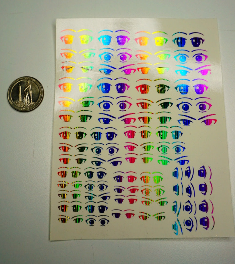 Anime Eyes Foil Waterslide decals Glam Goodies