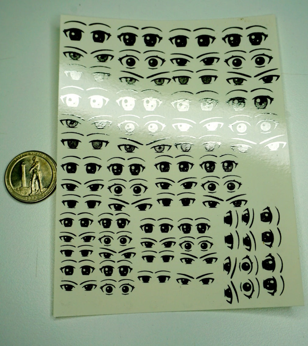 Anime Eyes Foil Waterslide decals Glam Goodies