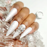 Marble Silver Ring White Press Ons Glam Goodies