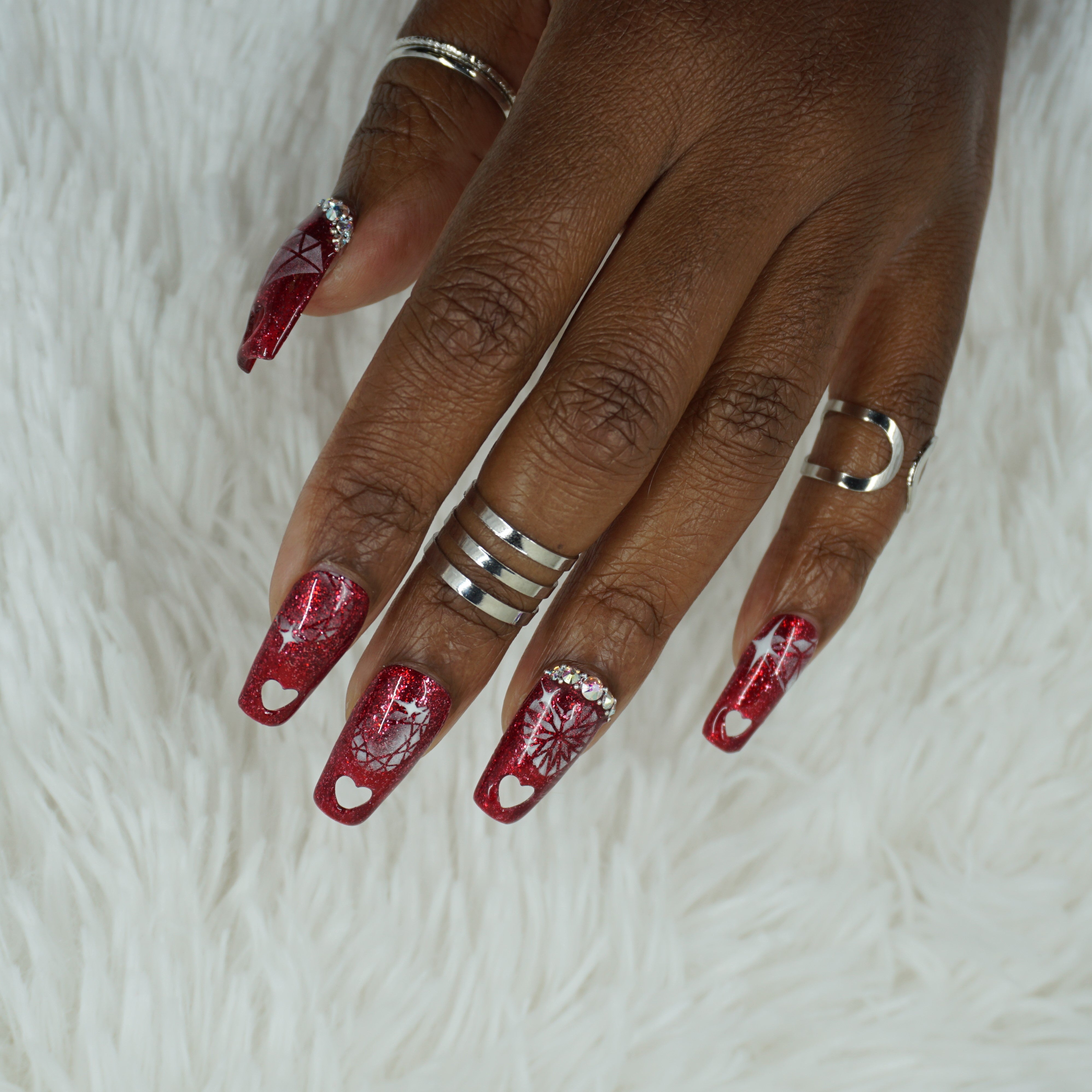 Diamond Heart Cut Out Nails Glam Goodies